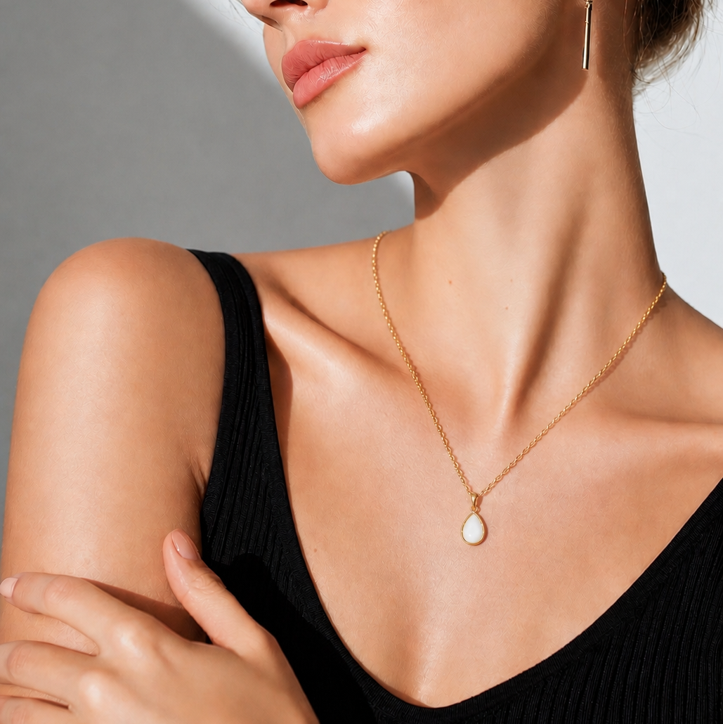 Mothers Milk Birthstone Drop Necklace - 18K Gold Plated