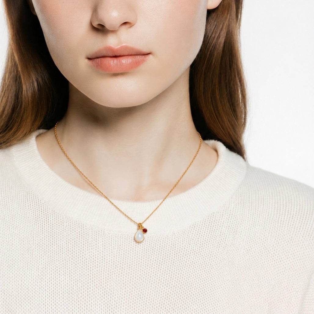 Mothers Milk Birthstone Drop Necklace - 18K Gold Plated