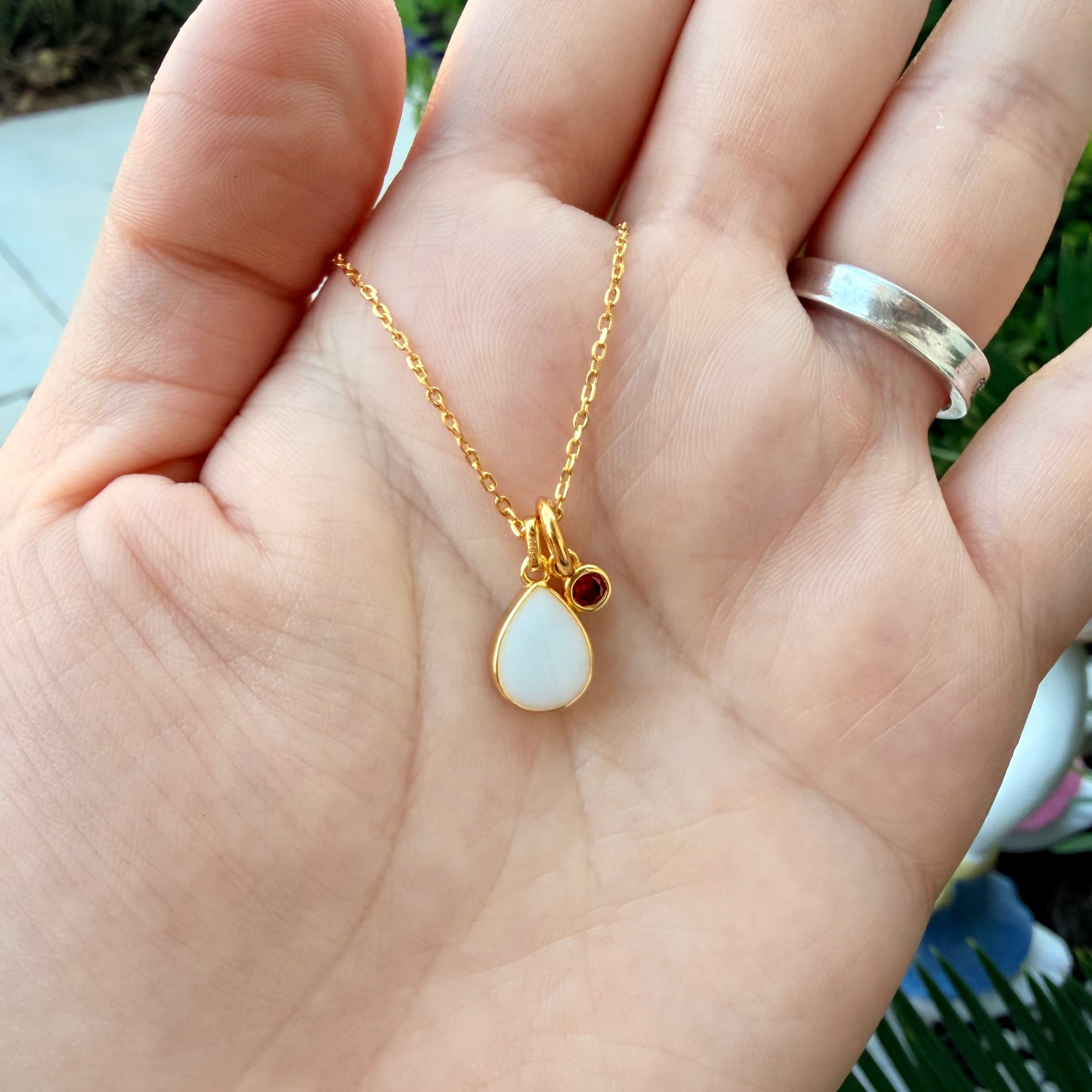 Mothers Milk Birthstone Drop Necklace - 18K Gold Plated
